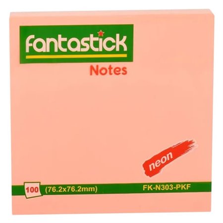 Fantastick Stick Note Fluorescent Pink 3x3Inch