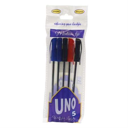 UNO MEDIUM BALLPEN 5PACK AST 401-1